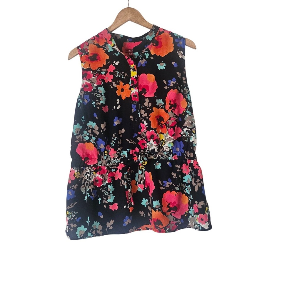 Merona Floral Sleeveless Button Front Peplum Top XL Feminine Cottagecore